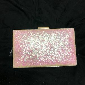 Charming Charlie Pink Glitter Clutch